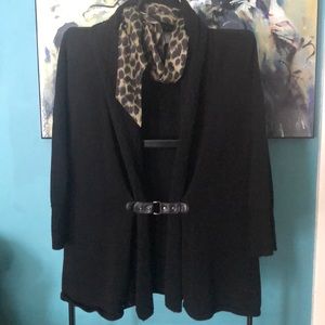 THE LIMITED Draped Cardigan Leather like Closure